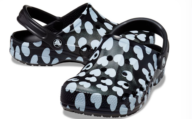 Crocs Baya Seasonal Printed Clogs on Gray Background