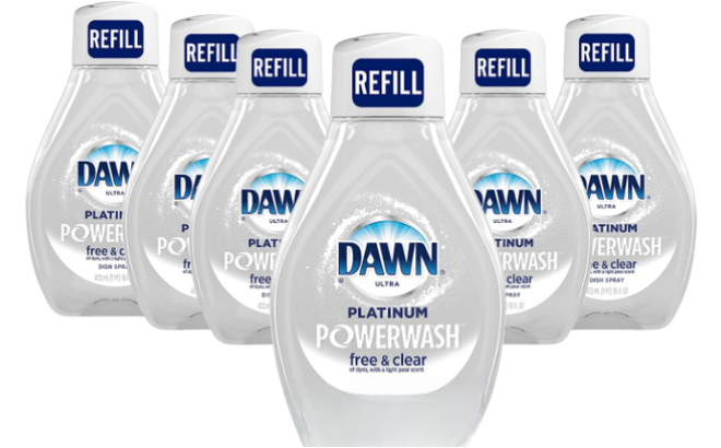 Dawn Free Clear Powerwash Dish Soap Spray Refill 6 Pack