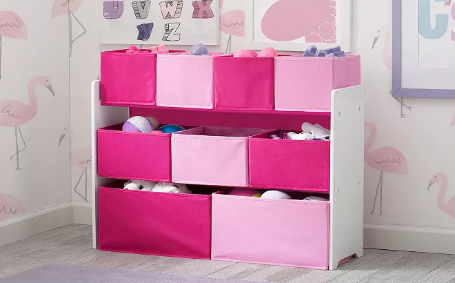 Delta Children Deluxe Multi Bin Toy Organizer Pink Color