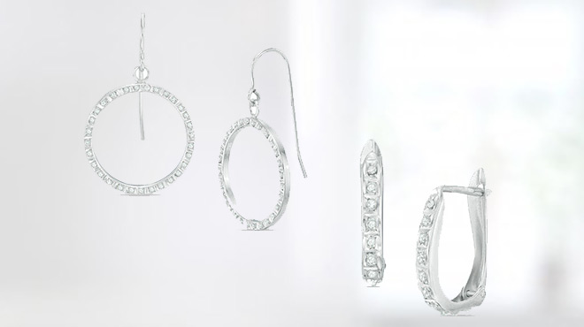 Diamond Fascination Hoop and Drop Earring Set