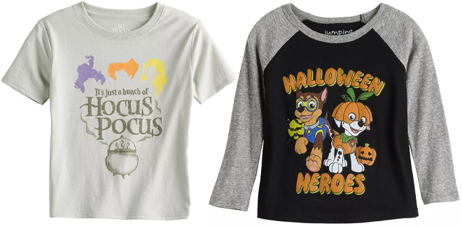 Disneys Hocus Pocus Girls Graphic Tee and Toddler Boy Jumping Beans Paw Patrol Long Sleeve Graphic Tee