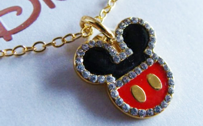 Disneys Mickey Mouse Enamel Crystal Necklace