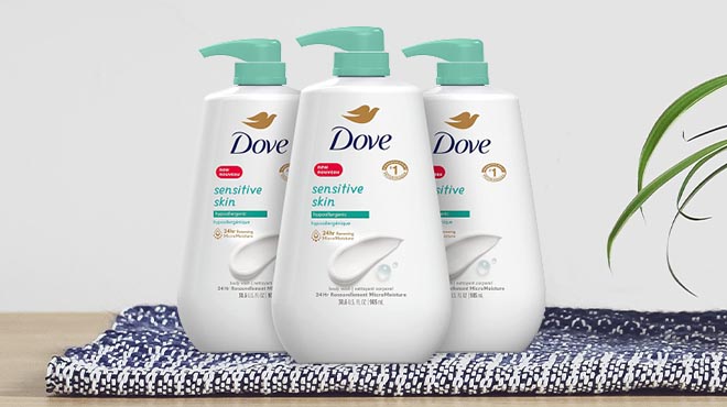 Dove 30 6 Ounce Body Wash 3 Pack on table