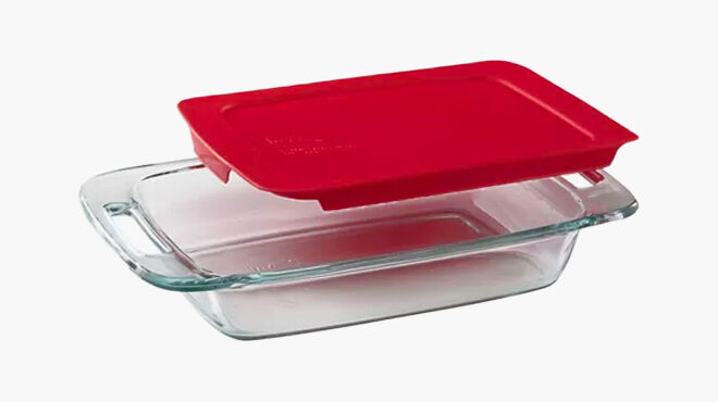 Easy Grab 2 Quart Glass Baking Dish with Red Lid