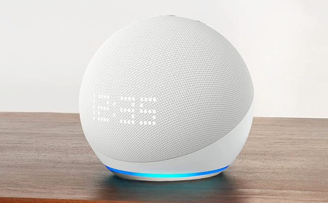 Echo Dot 5th Generation with Clock in White