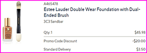 Estee Lauder Foundation and Brush Checkout Screenshot