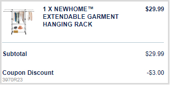 Extendable Garment Hanging Rack Order Summary