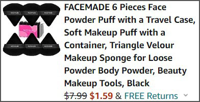 Facemade 6 piece Face Powder Puff Set with Case Check Out Screen