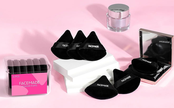 Facemade 6 piece Face Powder Puff Set with Case