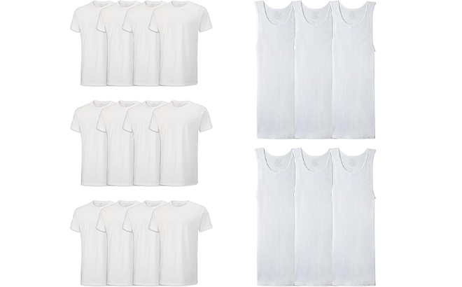 Fruit of the Loom Mens T Shirts 12 Pack and Tank Top 6 Pack