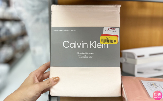 Hand Holding Calvin Klein Stand Pillowcase 2 Pack