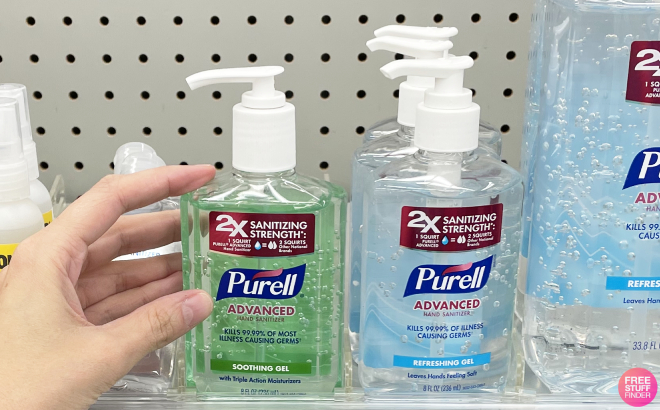 Hand Holding Purell Advanced Hand Sanitizer