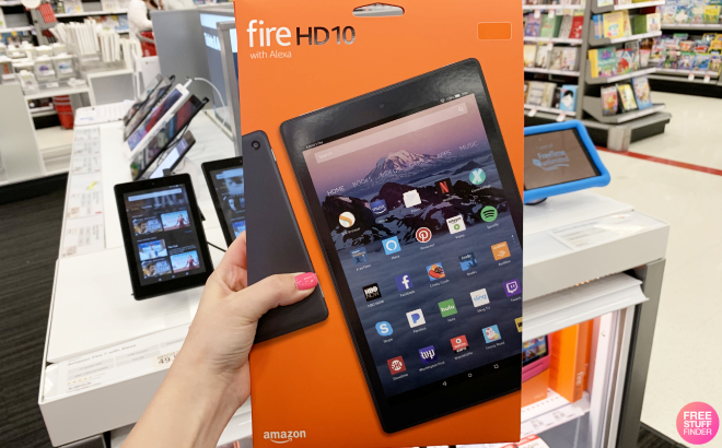 Hand Holding an Amazon Fire HD 10 Inch Tablet