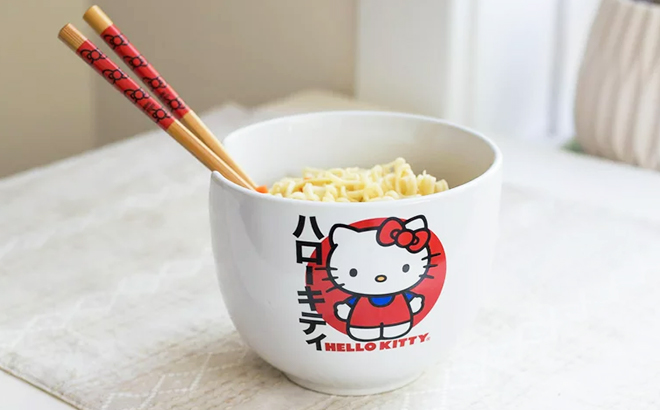 Hello Kitty Japan Ramen Bowl With Chopsticks