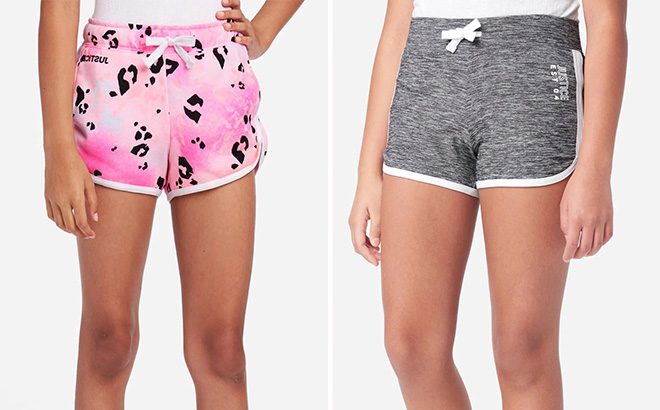 Justice Patterned Dolphin Shorts and Logo Graphic Dolphin Shorts