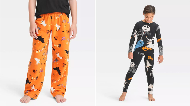 Kids Halloween Pajama Pants and The Night Before Christmas Pajama Set