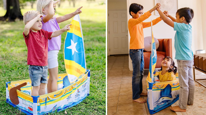 Kids Playing in the Melissa Doug Lets Explore Sailboat Play Set