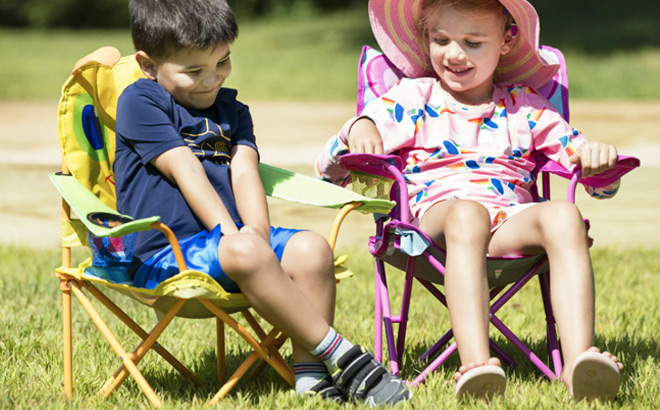 Kids Sitting on Melissa and Dougs Camping Chairs