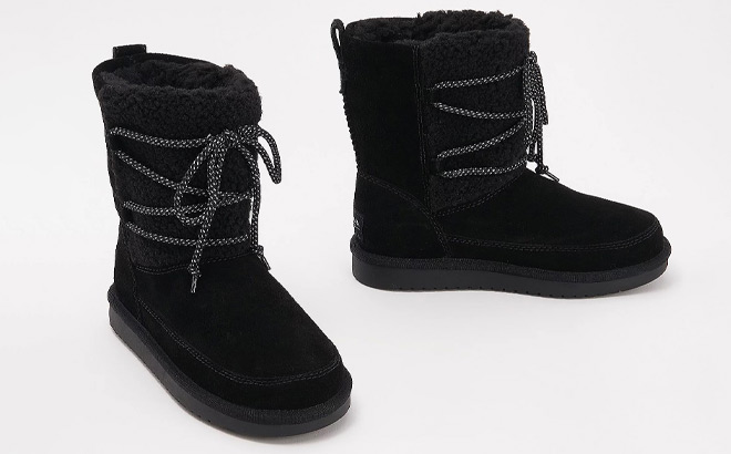 Koolaburra by UGG Kids Faux Fur Short Michon Boots in Black Color