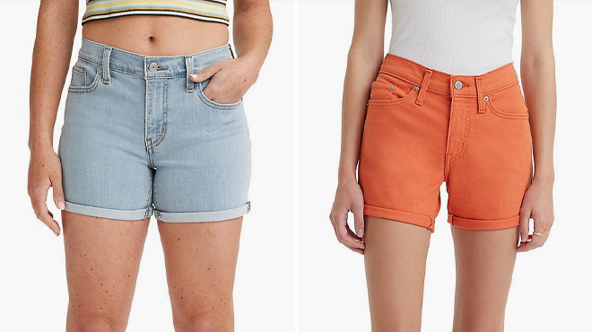 Levis Womens Mid Length Jean Shorts in Two Colors