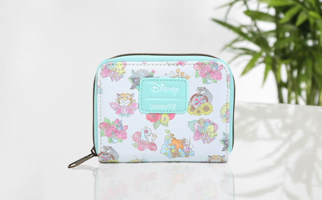 Loungefly Disney Sidekicks Mini Zip Wallet on Table