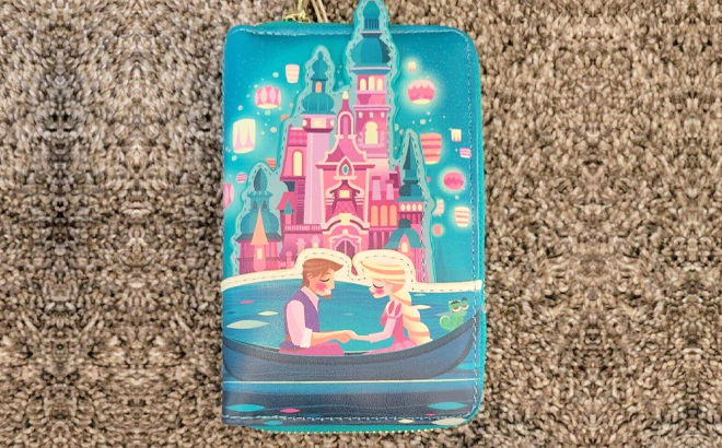 Loungefly Tangled Rapunzel Castle Glow in The Dark Zip Around Wallet