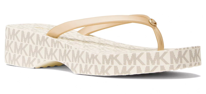 MICHAEL KORS Womens Lilo Logo Wedge Flip Flop Sandals