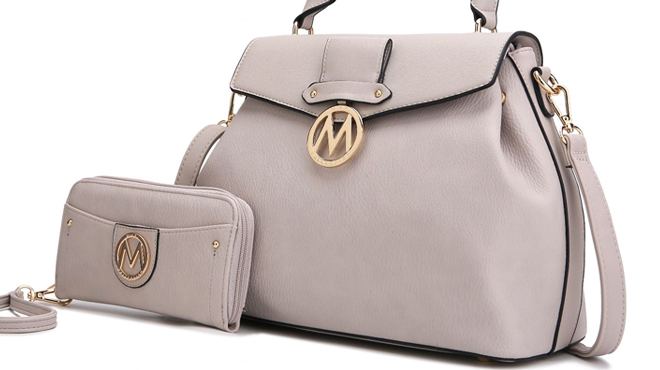 MKF Aurora Crossbody Satchel Wallet in Light Grey Color