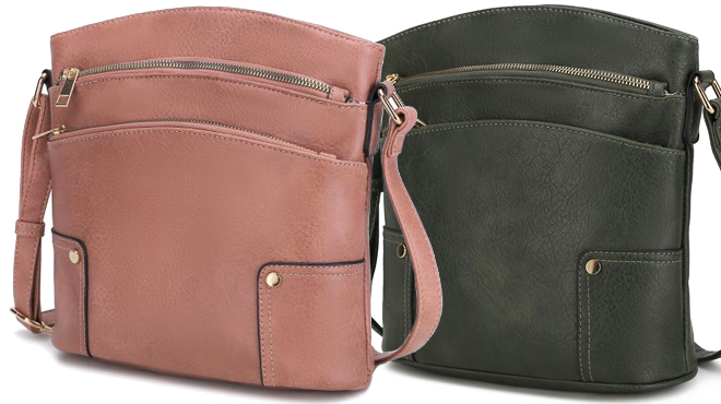 MKF Kenya Crossbody Bags in Dusty Pink on the Left and Olive on the Right