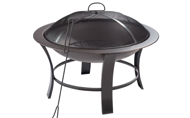 Mainstays 26 Inch Metal Round Outdoor Wood Burning Fire Pit