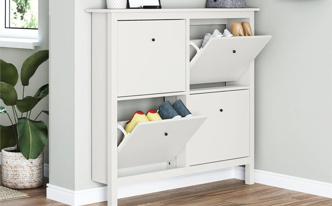 Mainstays 4 Bin Shoe Storage Cabinet