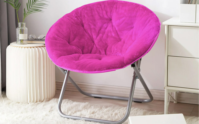 Mainstays Faux Fur Saucer Chair Pink Color