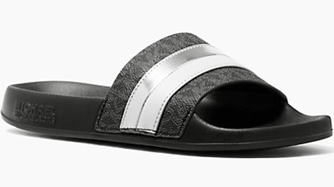 Michael Kors Brandy Stripped Logo Slide Sandals