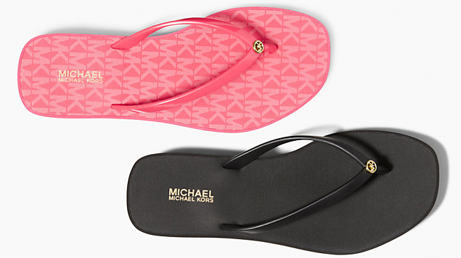 Michael Kors Flip Flops in Geranium and Black Colors