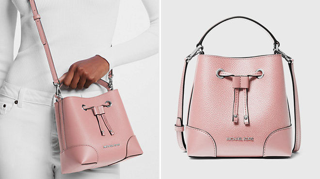 Michael Kors Mercer Small Pebbled Leather Bucket Bag in Power Blush