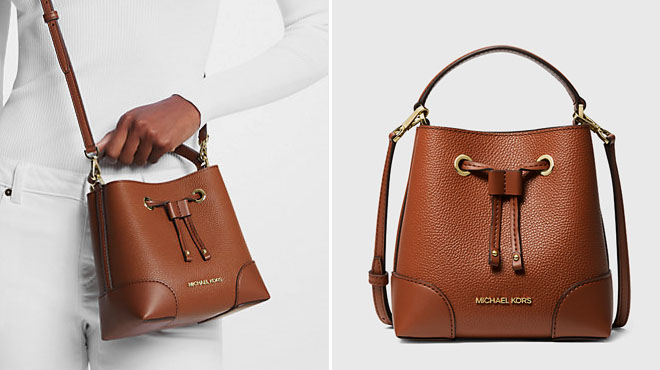 Michael Kors Mercer Small Pebbled Leather Bucket Bag