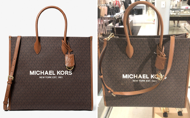 Michael Kors Mirella Brown Large Logo Tote Bag