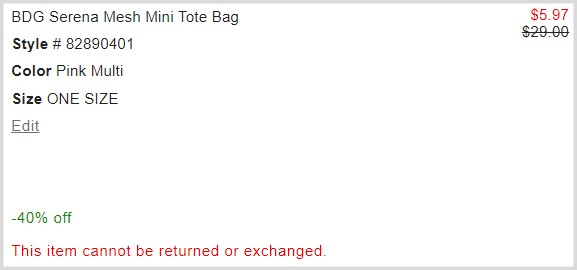 Mini Tote Bag Checkout