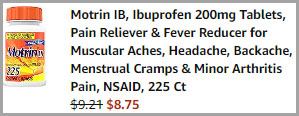 Motrin IB Ibuprofen 200mg Tablets 225 Count Order Summary