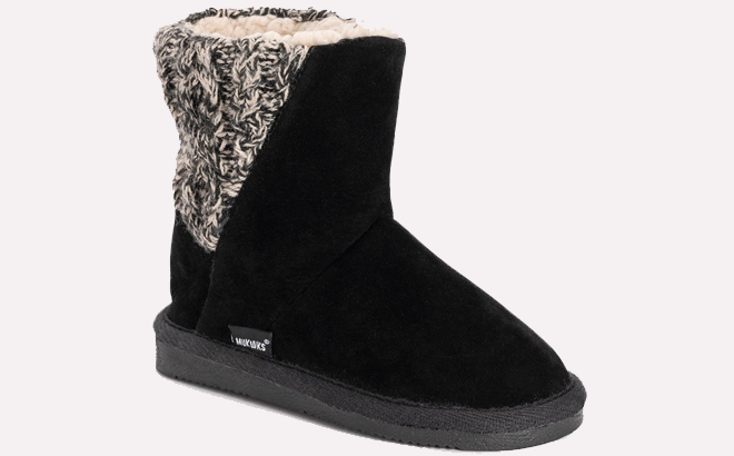 Muk Luks Girls Black White Sabrina Boots