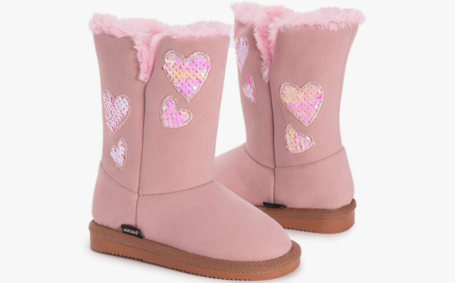 Muk Luks Girls Pink Brown Heart Jaylin Boot 1