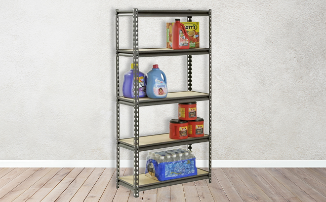 Muscle Rack 5 Shelf Steel Freestanding Shelves on the Floor