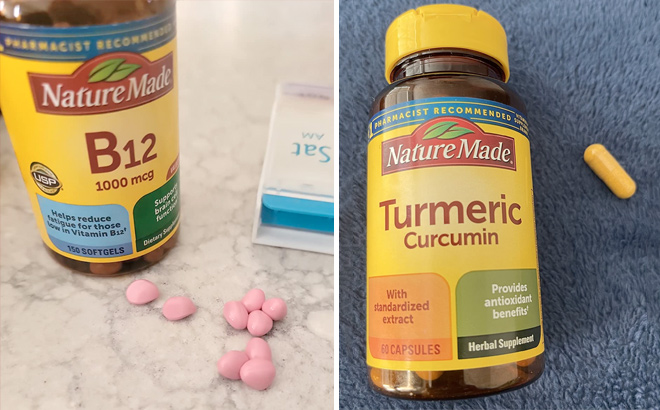 Nature Made Vitamin B12 1000 mcg and Nature Made Turmeric Curcumin 500 mg