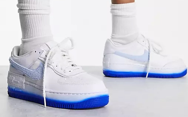 Nike Air Force 1 Shadow AUMX2 Sneakers in White and Blue