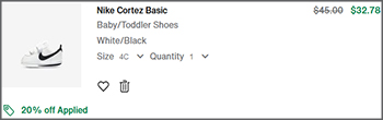 Nike Cortez Basic Toddler Shoes Checkout Screenshot