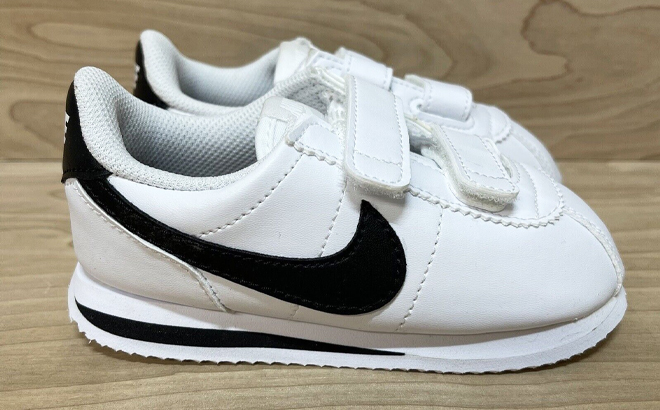 Nike White Black Cortez Basic Toddler Shoes