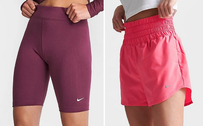 Nike Womens Essential Mid Rise Bike Shorts and Dri Fit Shorts