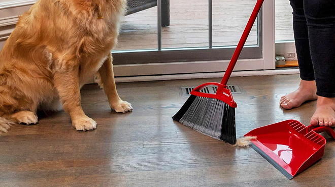 O Cedar Pet Pro Broom Step On Dustpan in Red