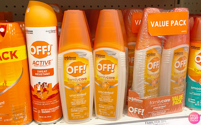 Off Insect Repellent Sprays on a Store Shelf