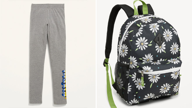 Old Navy Printed Full Length Leggings and Patterned Canvas Backpack